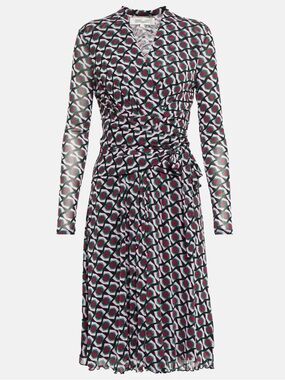 Diane Von Furstenberg Mesh Brenda Dress Cube Geo Medium Wine Pink